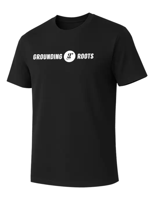 Allmade Deep Black Organic Cotton Tee w/Grounding Roots Logo