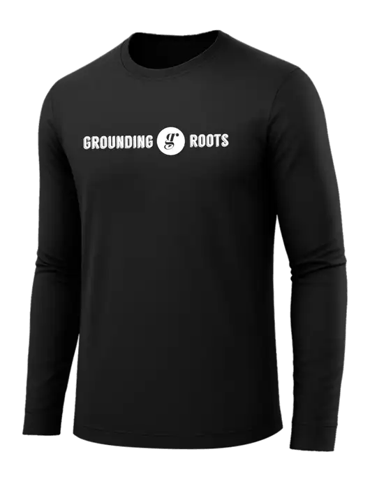 Long Sleeve Black PosiCharge Competitor Tee w/Grounding Roots Logo