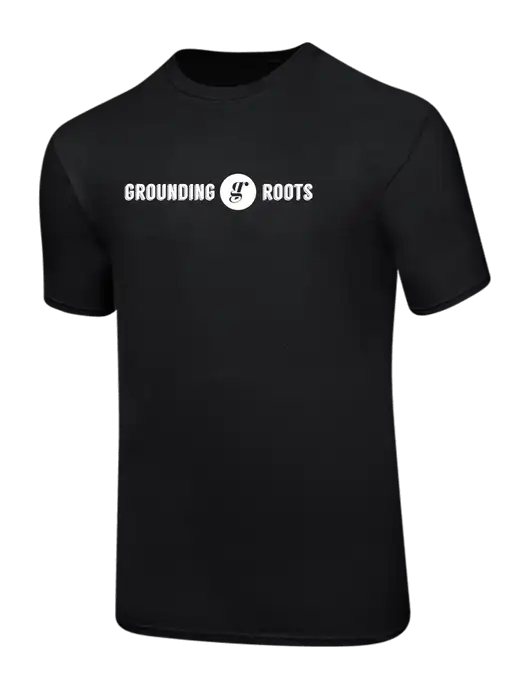 Ring Spun Jet Black 4.5 oz T-Shirt w/Grounding Roots Logo