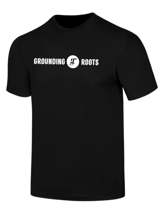 Simply Soft Black 4.5oz  Poly/Combed Ring Spun Cotton T-Shirt w/Grounding Roots Logo
