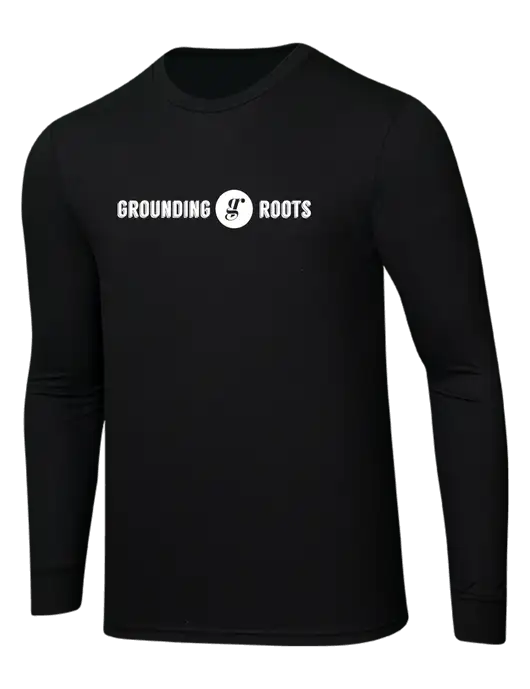 Simply Soft Long Sleeve Black 4.5 oz, Poly/Combed Ring Spun Cotton T-Shirt w/Grounding Roots Logo