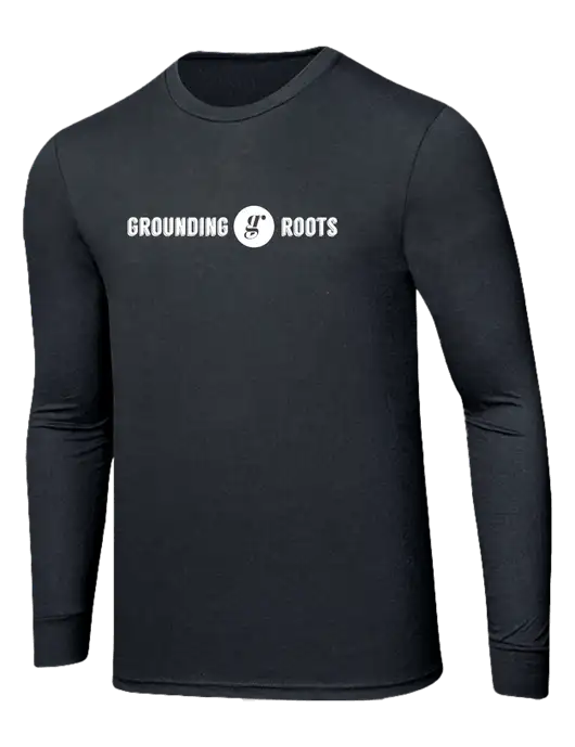 Simply Soft Long Sleeve Black Frost 4.5 oz, Poly/Combed Ring Spun Cotton T-Shirt w/Grounding Roots Logo