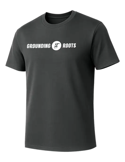 Allmade Charcoal Grey Organic Cotton Tee w/Grounding Roots Logo