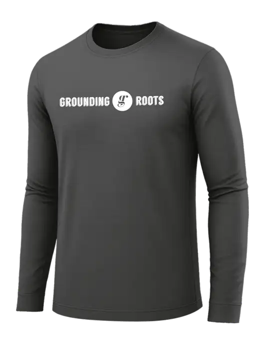 Long Sleeve Dark Grey PosiCharge Competitor Tee w/Grounding Roots Logo