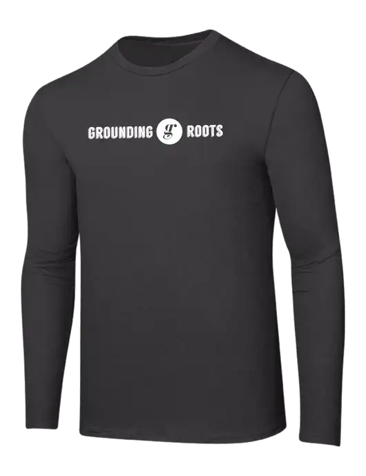Ring Spun Charcoal 4.5 oz Long Sleeve T-Shirt w/Grounding Roots Logo