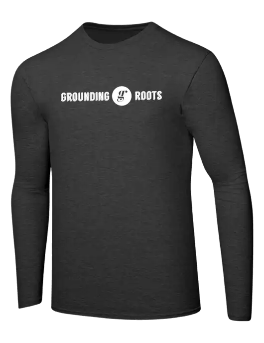 Ring Spun Dark Heather Grey 4.5 oz Long Sleeve T-Shirt w/Grounding Roots Logo
