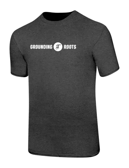 Ring Spun Dark Heather Grey 4.5 oz T-Shirt w/Grounding Roots Logo