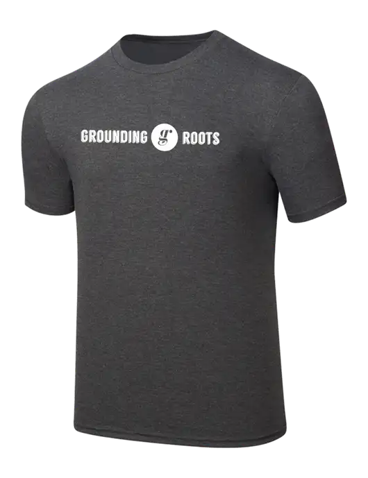 Simply Soft Heathered Charcoal 4.5oz  Poly/Combed Ring Spun Cotton T-Shirt w/Grounding Roots Logo