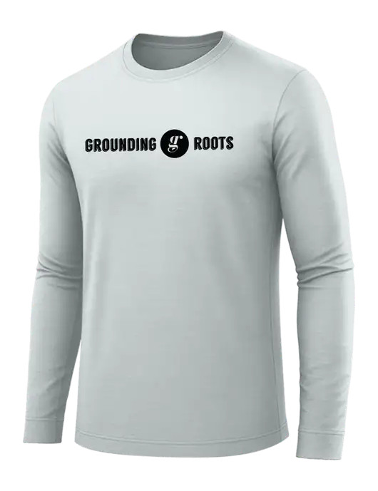 Long Sleeve Light Grey PosiCharge Competitor Tee w/Grounding Roots Logo