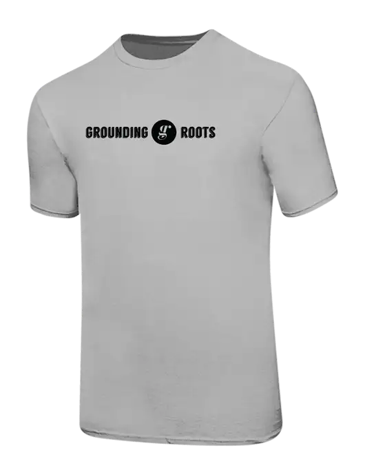 Ring Spun Silver 4.5 oz T-Shirt w/Grounding Roots Logo