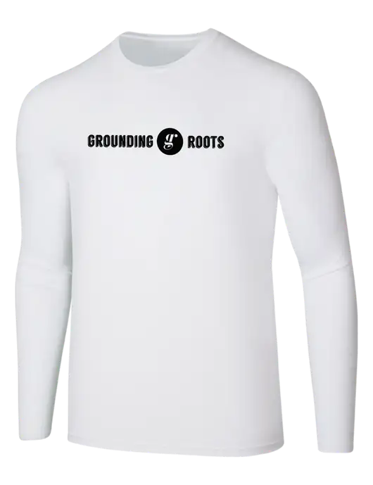 Seriously Soft White Long Sleeve T-Shirt w/Grounding Roots Logo