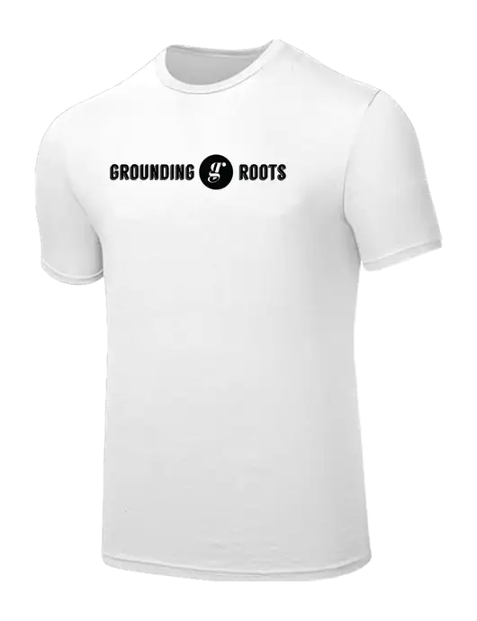 Seriously Soft White T-Shirt w/Grounding Roots Logo