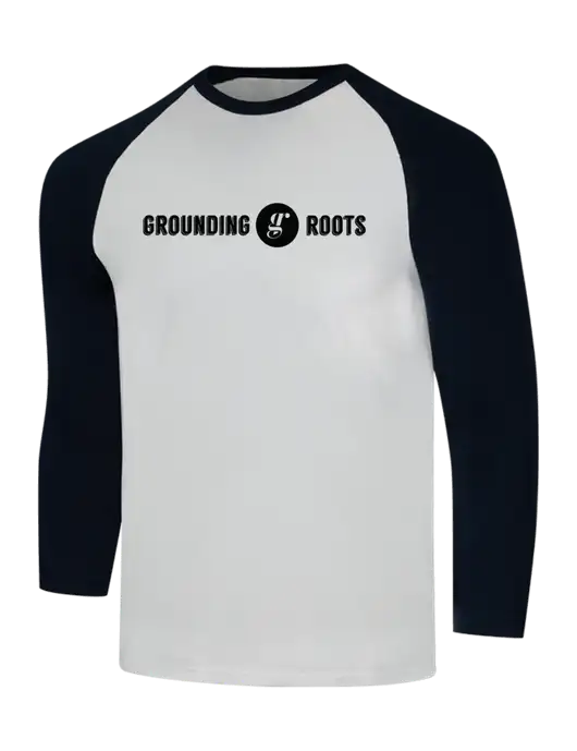 Simply Soft 3/4 Sleeve Black/White Ring Spun Cotton T-Shirt w/Grounding Roots Logo