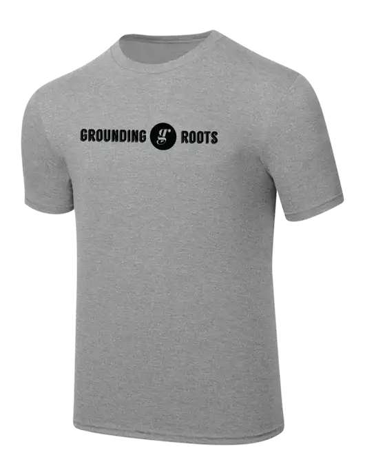 Simply Soft Heathered Light Grey 4.5oz  Poly/Combed Ring Spun Cotton T-Shirt w/Grounding Roots Logo