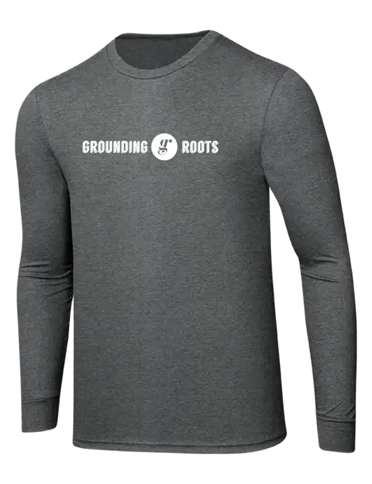 Simply Soft Long Sleeve Medium Grey Frost 4.5 oz, Poly/Combed Ring Spun Cotton T-Shirt w/Grounding Roots Logo