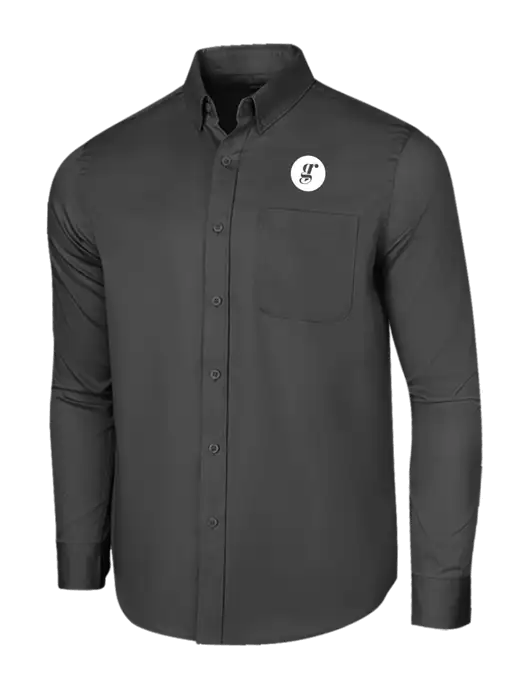 Long Sleeve Dark Grey Superpro React Twill Shirt w/Grounding Roots Logo