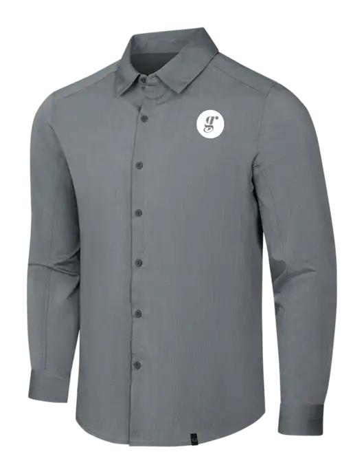 OGIO Medium Grey Heather Commuter Woven Shirt w/Grounding Roots Logo