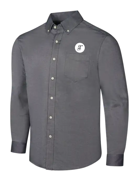 Dark Grey SuperPro Oxford Shirt w/Grounding Roots Logo