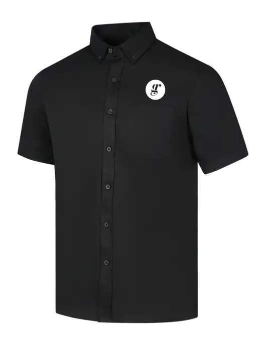 Short Sleeve Deep Black Superpro React Twill Shirt w/Grounding Roots Logo