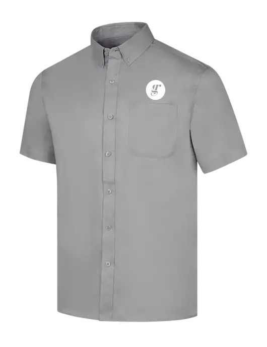 Short Sleeve Light Grey Superpro React Twill Shirt w/Grounding Roots Logo