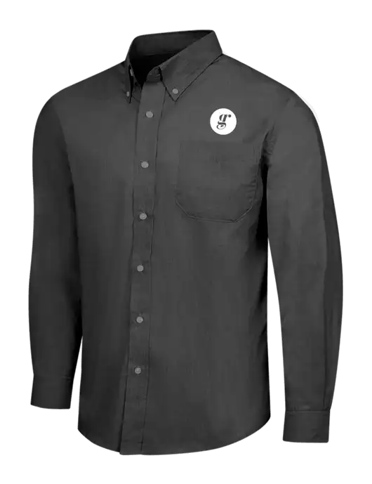 Soft Black Crosshatch Easy Care Shirt w/Grounding Roots Logo