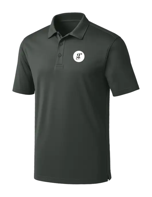 Dark Grey Silk Touch Performance Polo w/Grounding Roots Logo