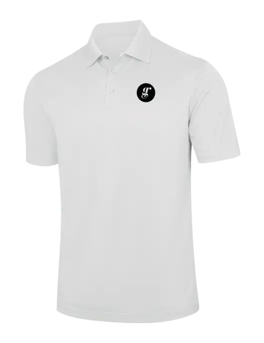White Performance Fine Jacquard Polo w/Grounding Roots Logo