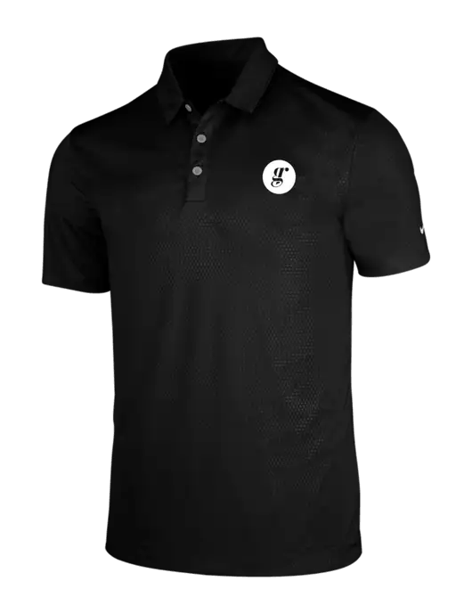 NIKE Black Dri-Fit Embossed Tri-Blade Polo w/Grounding Roots Logo
