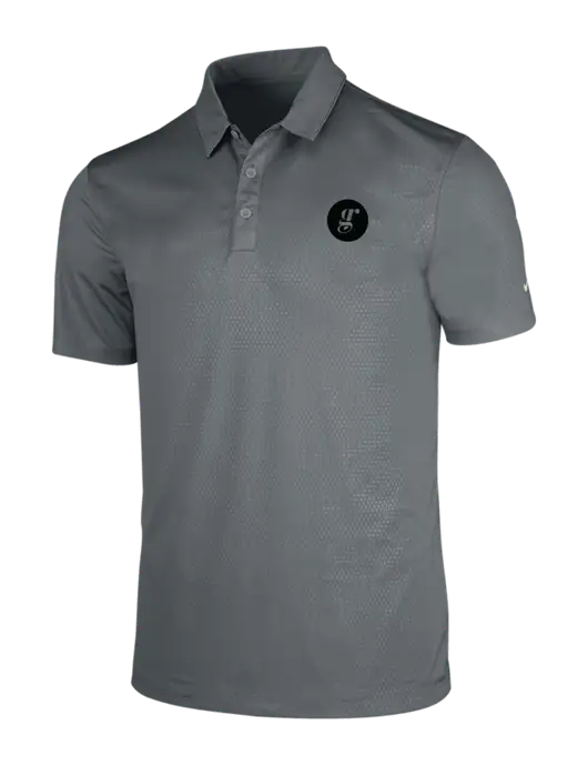 NIKE Medium Grey Dri-Fit Embossed Tri-Blade Polo w/Grounding Roots Logo