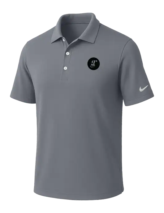 NIKE Medium Grey Dri-Fit Micro Pique Polo w/Grounding Roots Logo