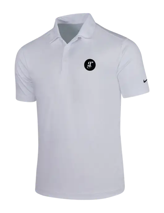 NIKE White Dri-Fit Vertical Mesh Polo w/Grounding Roots Logo