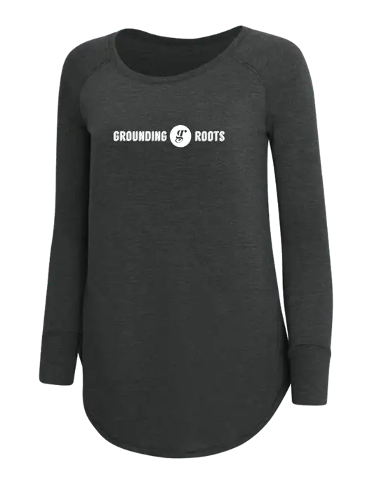 Womens Perfect Wide Collar Tunic Tri-Blend Black Frost 4.5 oz T-Shirt w/Grounding Roots Logo
