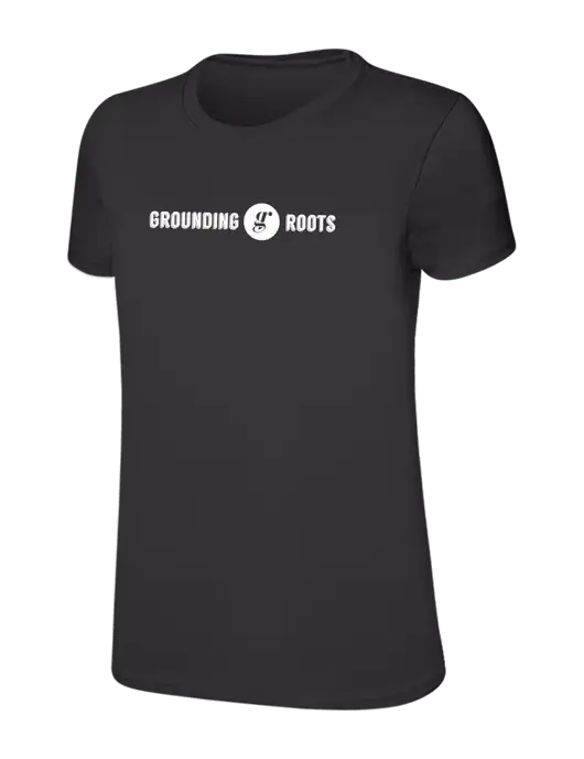 Womens Ring Spun Charcoal 4.5 oz T-Shirt w/Grounding Roots Logo