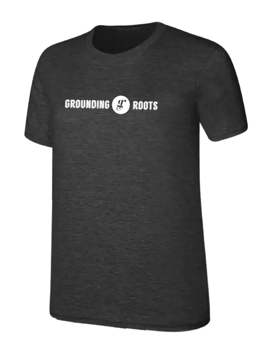 Womens Ring Spun Dark Heather Grey 4.5 oz T-Shirt w/Grounding Roots Logo