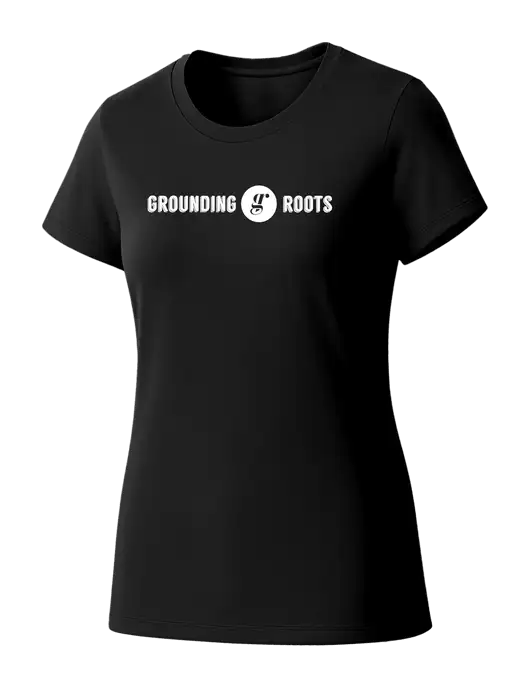 Womens Seriously Soft Black T-Shirt w/Grounding Roots Logo