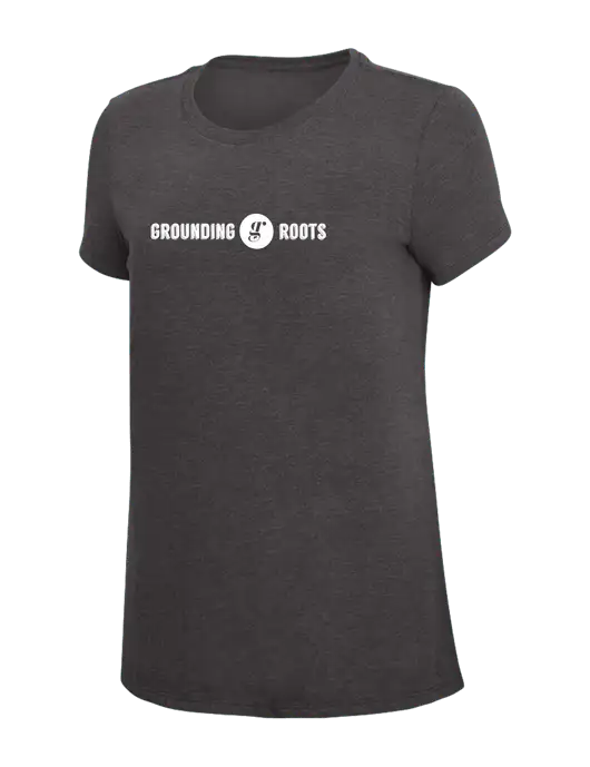 Womens Simply Soft Heather Charcoal 4.5oz  Poly/Combed Ring Spun Cotton T-Shirt w/Grounding Roots Logo
