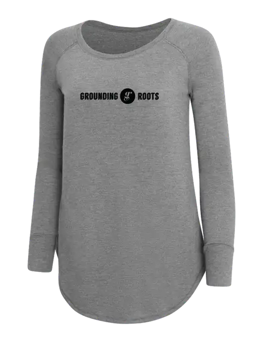 Womens Perfect Wide Collar Tunic Tri-Blend Grey Frost 4.5 oz T-Shirt w/Grounding Roots Logo