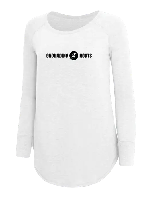 Womens Perfect Wide Collar Tunic Tri-Blend White 4.5 oz T-Shirt w/Grounding Roots Logo