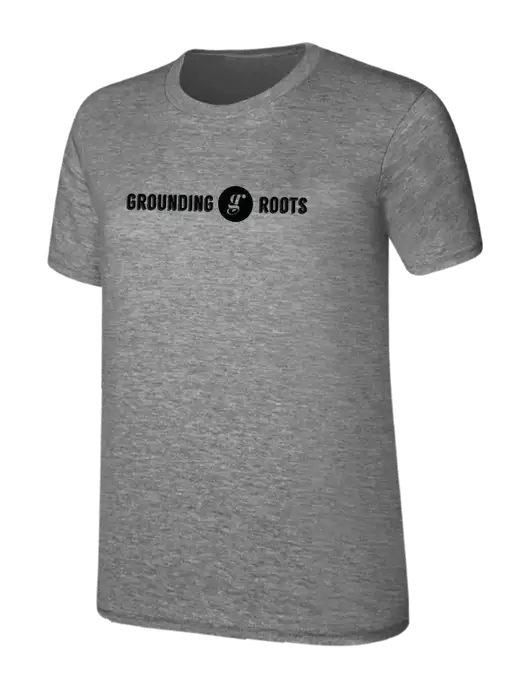 Womens Ring Spun Light Grey Heather 4.5 oz T-Shirt w/Grounding Roots Logo
