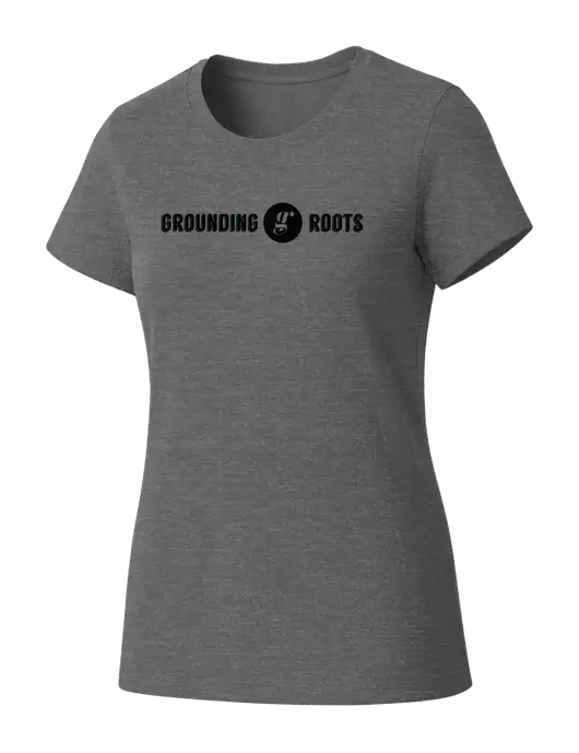 Womens Seriously Soft Grey Frost T-Shirt w/Grounding Roots Logo