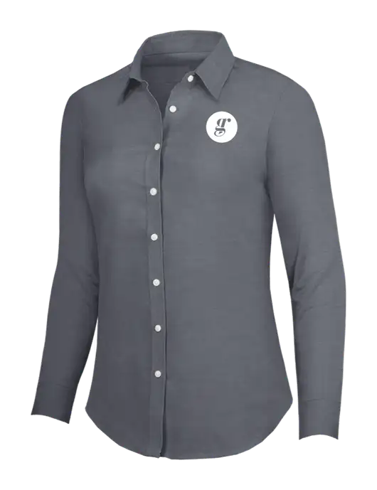 Dark Grey Womens SuperPro Oxford Shirt w/Grounding Roots Logo