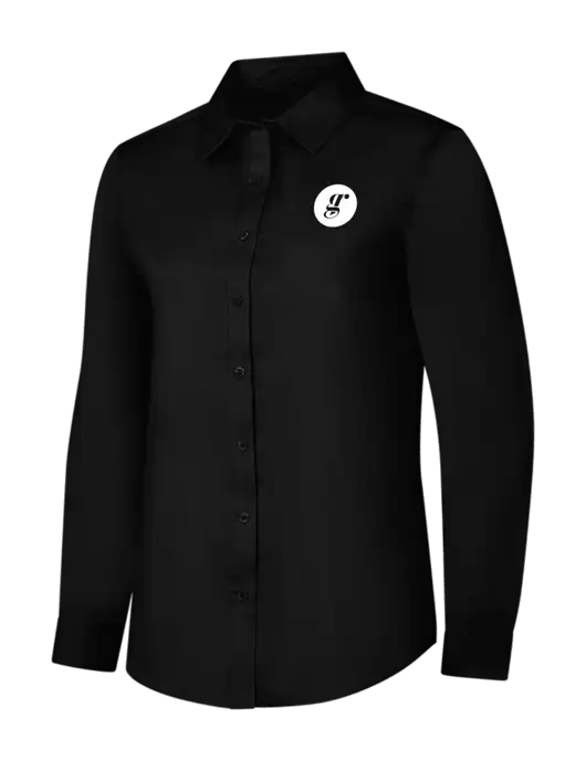 Womens Black Long Sleeve Superpro React Twill Shirt w/Grounding Roots Logo
