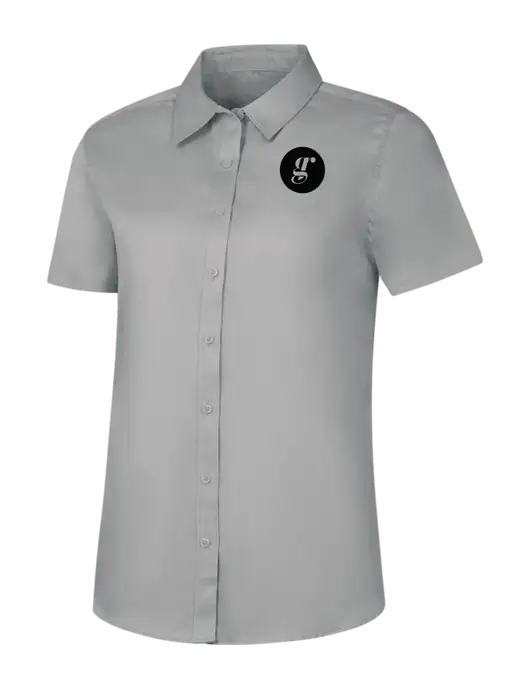Womens Light Grey Short Sleeve Superpro React Twill Shirt w/Grounding Roots Logo