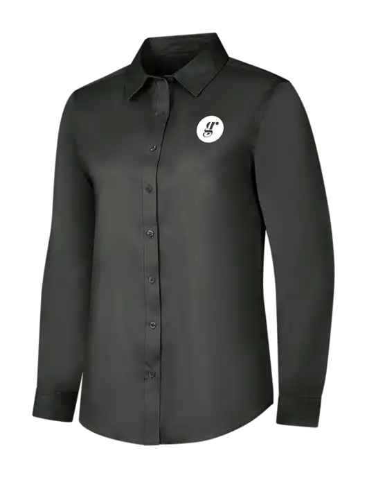 Dark Grey Womens Long Sleeve Superpro React Twill Shirt w/Grounding Roots Logo