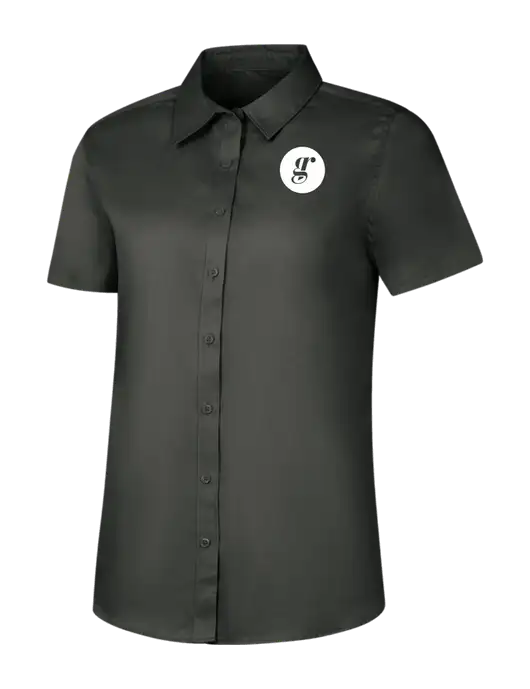 Womens Dark Grey Short Sleeve Superpro React Twill Shirt w/Grounding Roots Logo