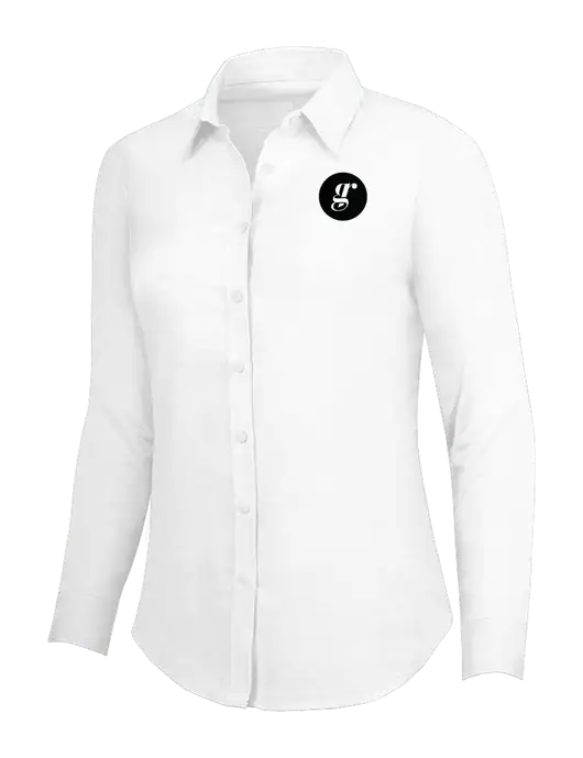 White Womens SuperPro Oxford Shirt w/Grounding Roots Logo