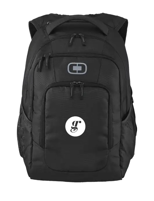 OGIO Black Logan Laptop Backpack
 w/Grounding Roots Logo