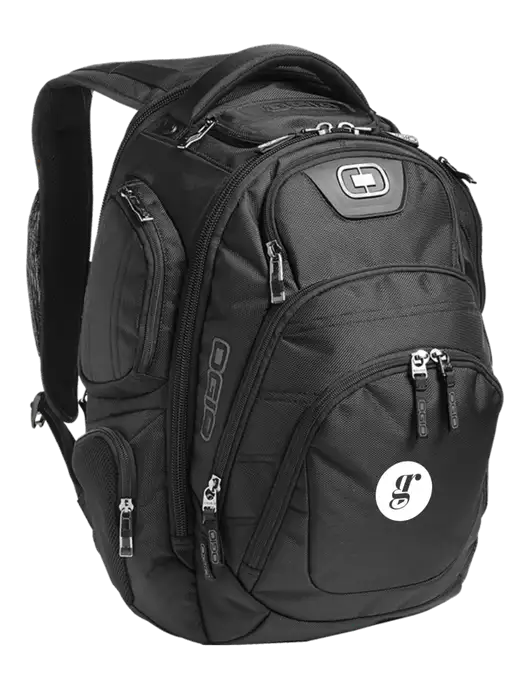 OGIO Black Stratagem Laptop Backpack w/Grounding Roots Logo