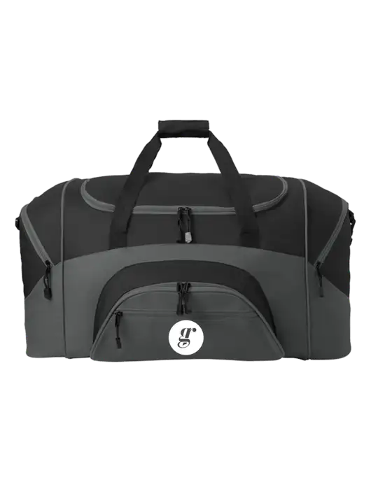 Standard Colorblock Black/Dark Grey Sport Duffel w/Grounding Roots Logo